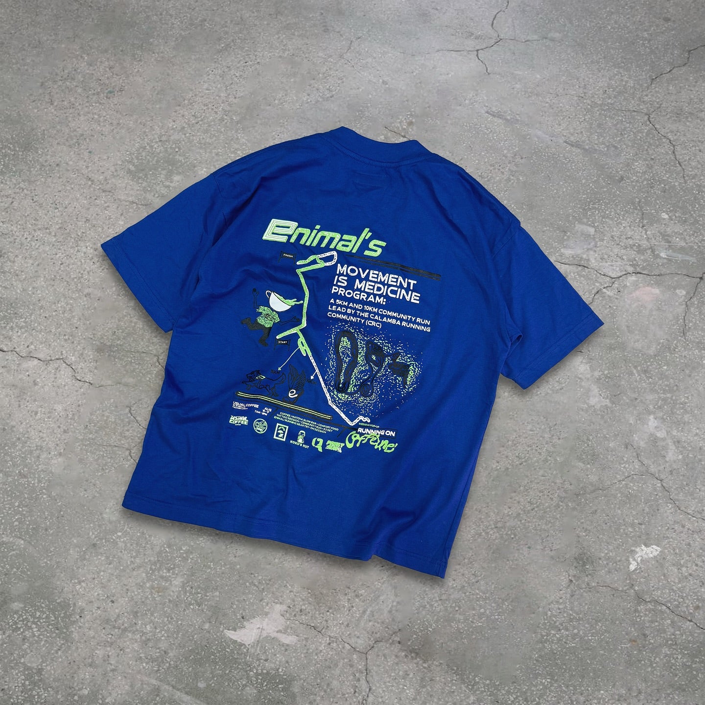 Running on Caffeine Semi-Cropped Shirt - Blue